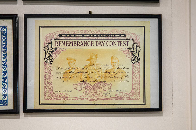 A certificate from the Wireless Institute of Australia