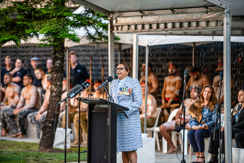 Aunty Lorraine Hatton OAM speaks at the unveiling