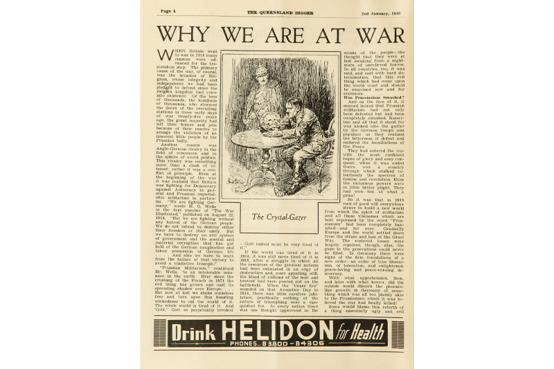 Article explaining the events that led to WWII in the January 1940 edition of The Queensland Digger