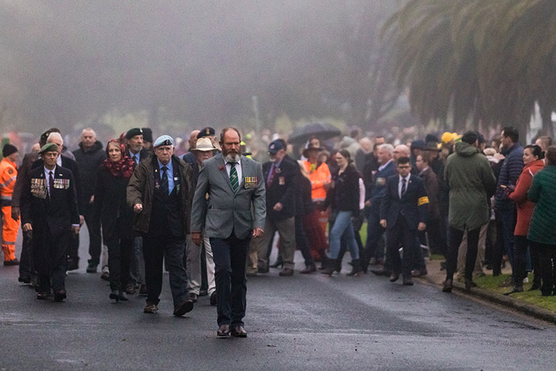 Geoff Skinner Leading a Dawn Service march 