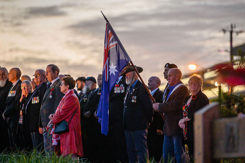 A minute silence observed at an RSL Queensland Sub Branch Dawn Service.