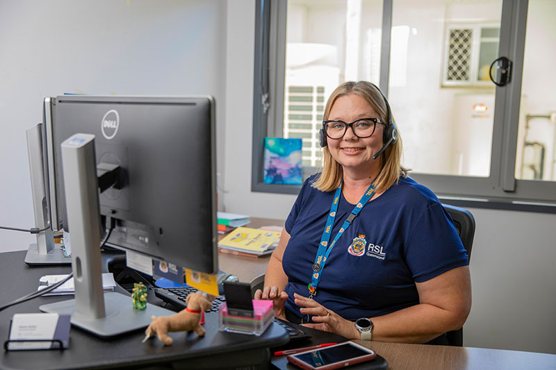 Chanara Hawkes at her desk