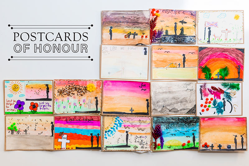 Postcards created during a postcards of honour activity