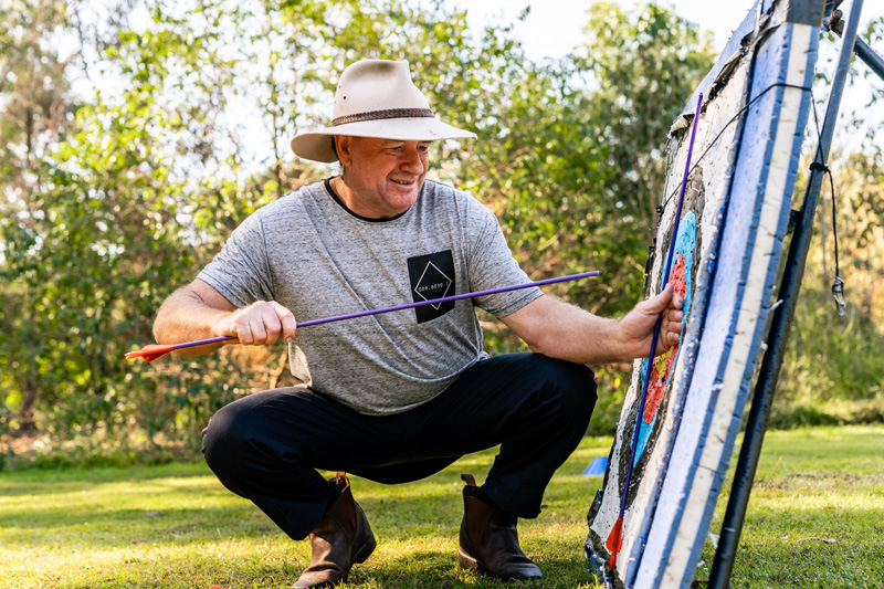 Army veteran Steve Bain at Rec Connect event - archery