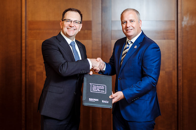 RSL Queensland CEO Rob Skoda and ACU Vice Chancellor Prof Zlatko Skrbis