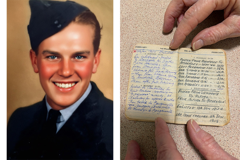 Lloyd Statham portrait and hand written notes from service