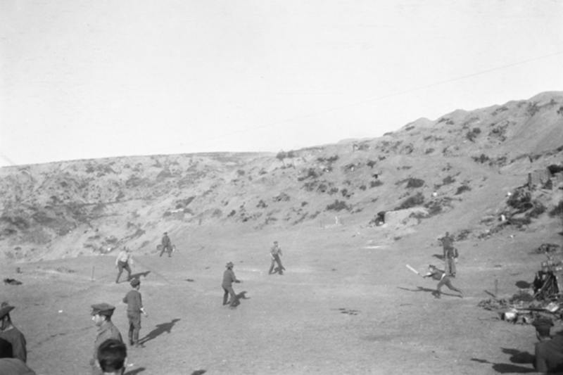 1915 cricket match at Shell Green, Gallipoli. Photo: Australian War Memorial